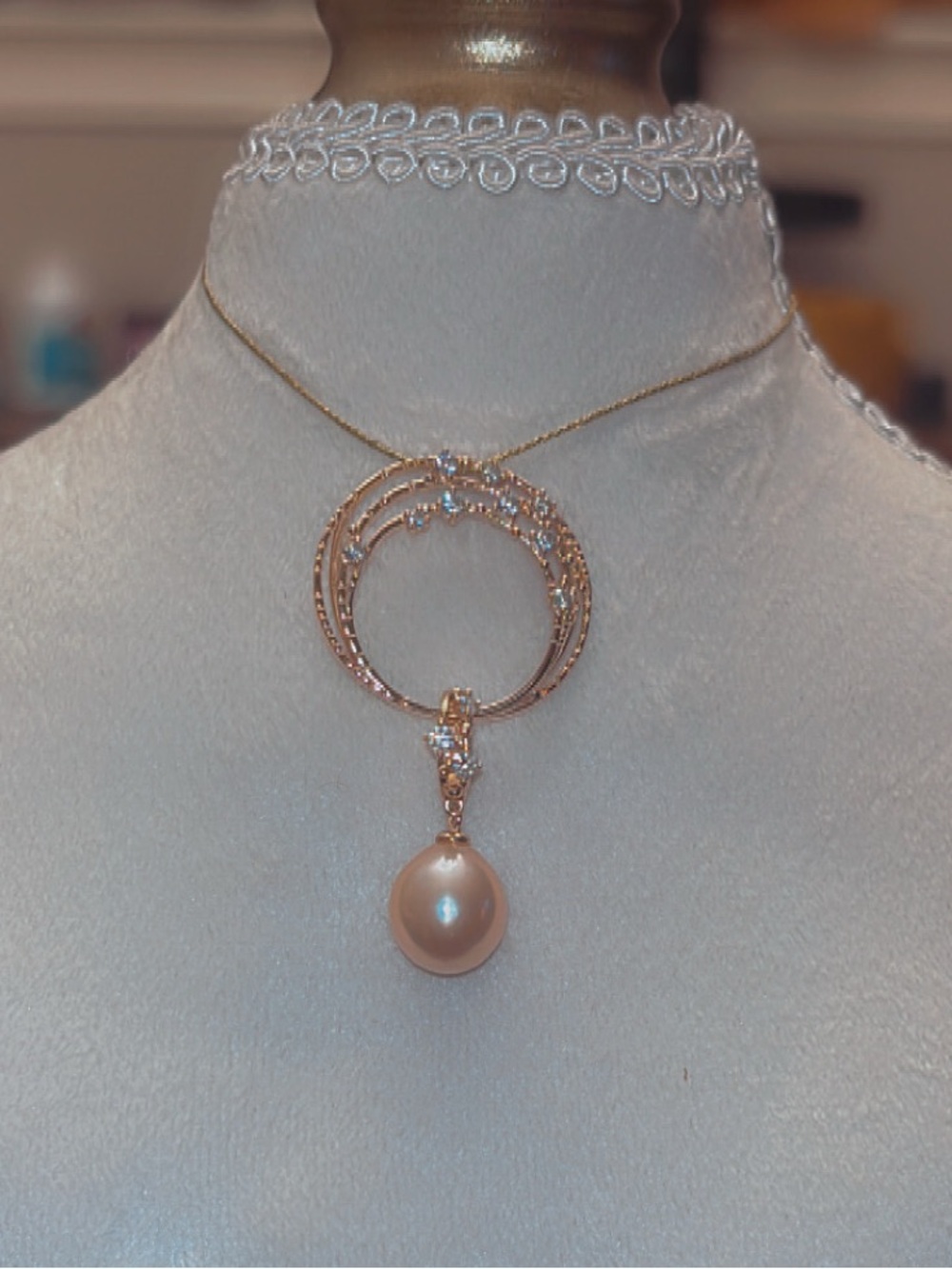 Elegant Dragon Gold Pearl Drop Necklace - Champagne Pearl Pendant - Customizable